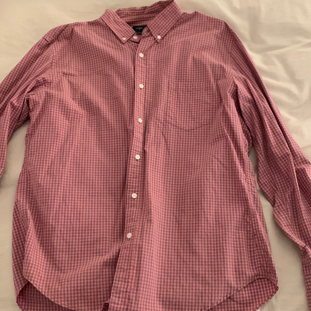J Crew Pink Checkered Button Down - XL